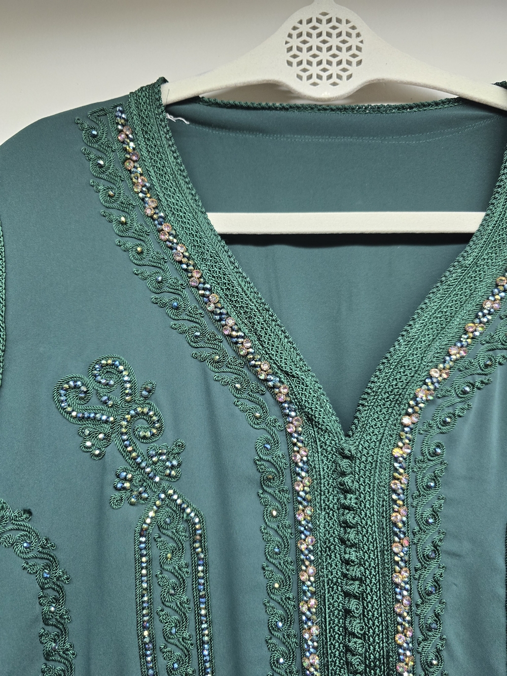 Embroidered Emerald Green Women's Long Dress - Picture 2 of 5